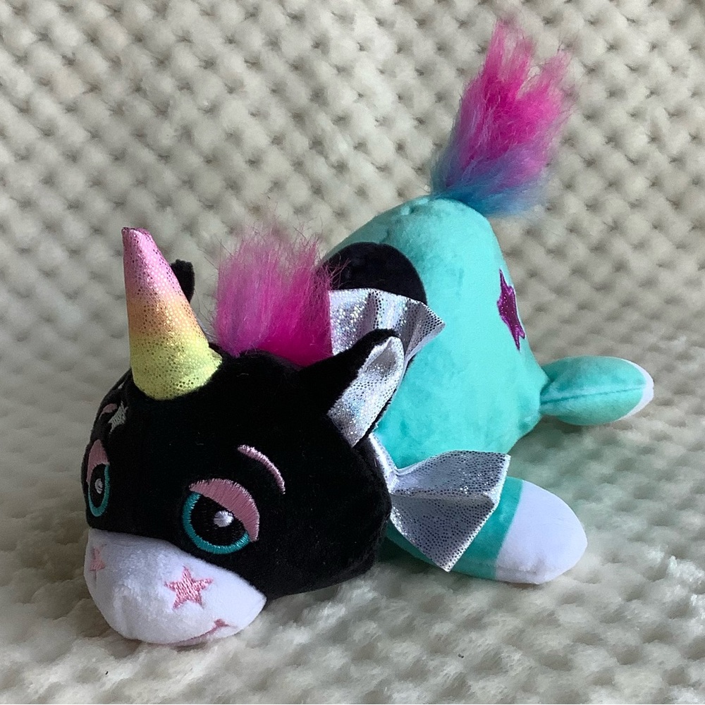 Basic Fun Cutetitos Unicornitos Plush Unicorn Teal Black Stuffed Animal No Wrap